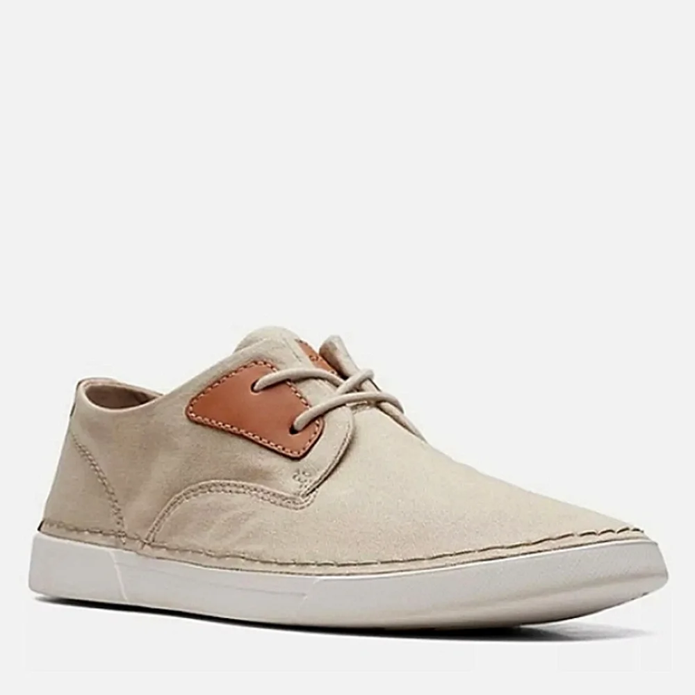 New w/o Box Clarks Collection Gereld Tie-Up Sand Textile Casual Sneaker Size 10W